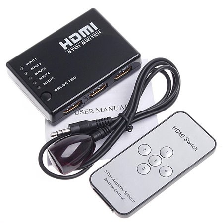 5 Port 1080P Video HDMI Switch Switcher Splitter voor HDTV PS3 DVD with IR Remote C1183
