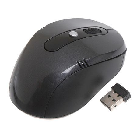 New RF 2.4GHz Portable Optical Wireless Mouse USB Receiver Black