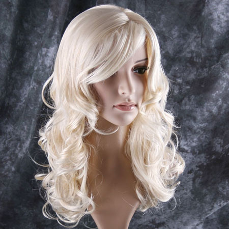 Stylish long curls hair wig blonde Party Perruque W001
