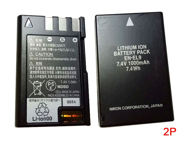Batería para 2p Nikon EN EL9A EN EL9 D5000 D3000 D40 D60